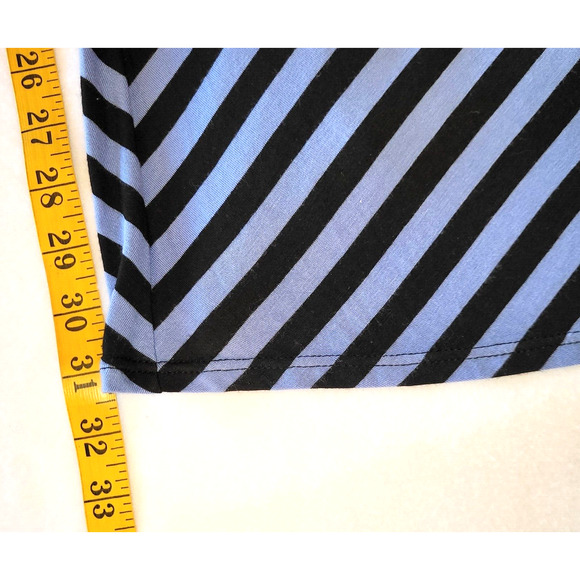 ECI NY Retro Striped Asymmetrical Hem Dress XL Stretch Blue Black 80s 90s Y2K - Picture 6 of 10